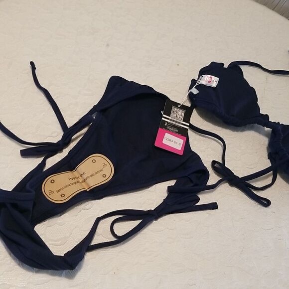 NWT SHEKINI Women's Halter Bikini Ruched 2 PC Swimsuit Tie Side Set - Picture 12 of 12